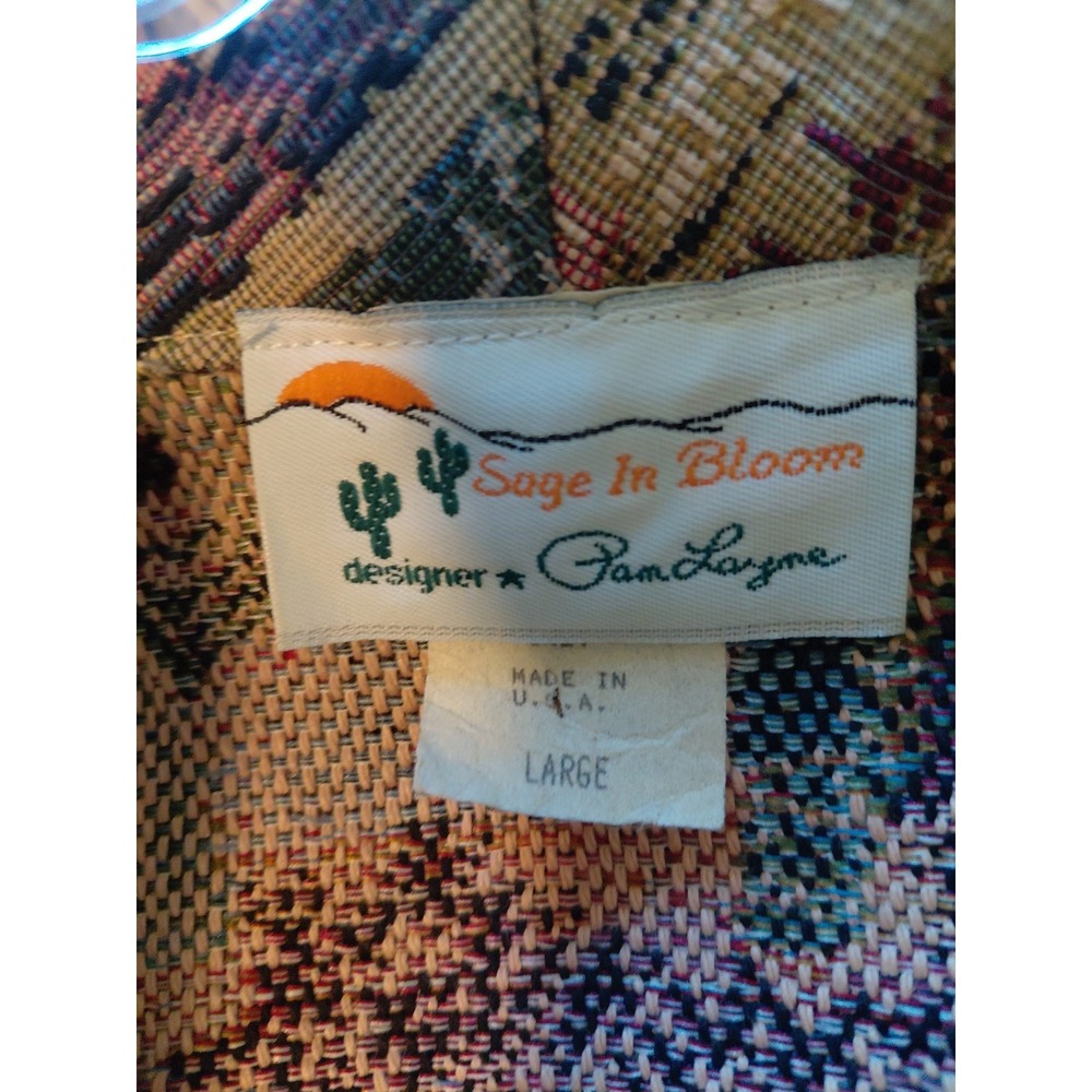 Vintage 90s Sage In Bloom Tapestry Vest Size Large South Western Cowgirl - Picture 7 of 7